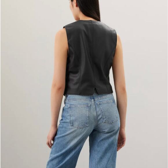 Pistola Black Faux Leather Vest Medium Menswear Dark Academia Whimsigoth $128 - Picture 2 of 10